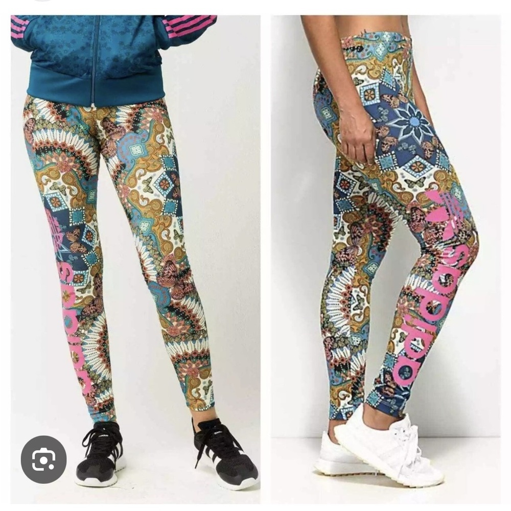 Adidas Originals x FARM Rio Women Size M Borbomix Leggings Trefoil Mixed Print